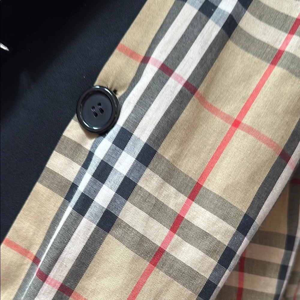 Burberrys Long Vintage Trench Coat Jacket Plaid Lining Black Size 10 X-Long - Picture 6 of 14